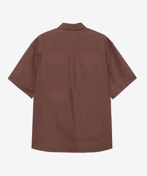 [COUTURE]Pocket Oversized-fit Brown Short-Sleeved Shirt
