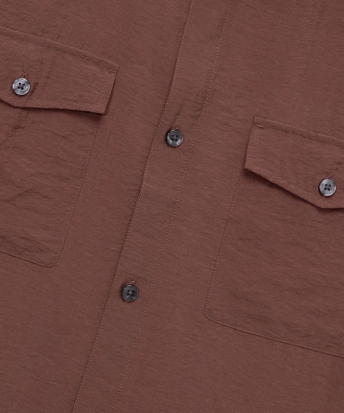 [COUTURE]Pocket Oversized-fit Brown Short-Sleeved Shirt