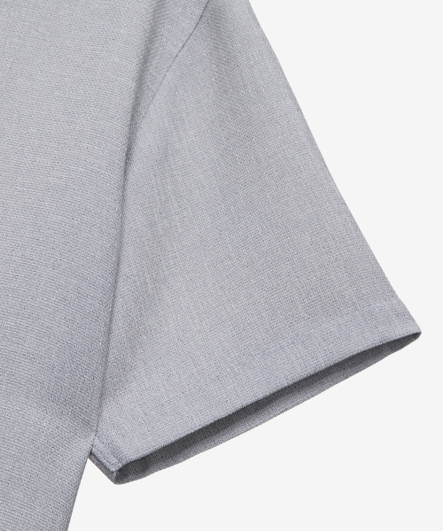 [COUTURE]Collar Point Pullover Gray Oversized Fit Short-Sleeved Shirt