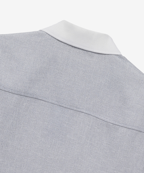 [COUTURE]Collar Point Pullover Gray Oversized Fit Short-Sleeved Shirt