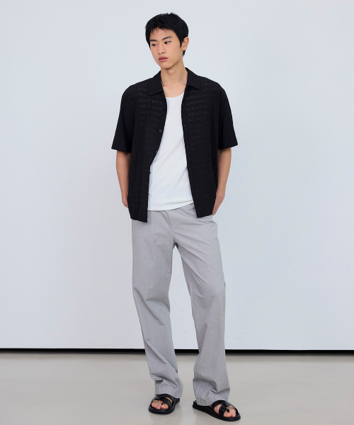 [COUTURE]Crochet oversized-fit short-sleeved shirt - 2color