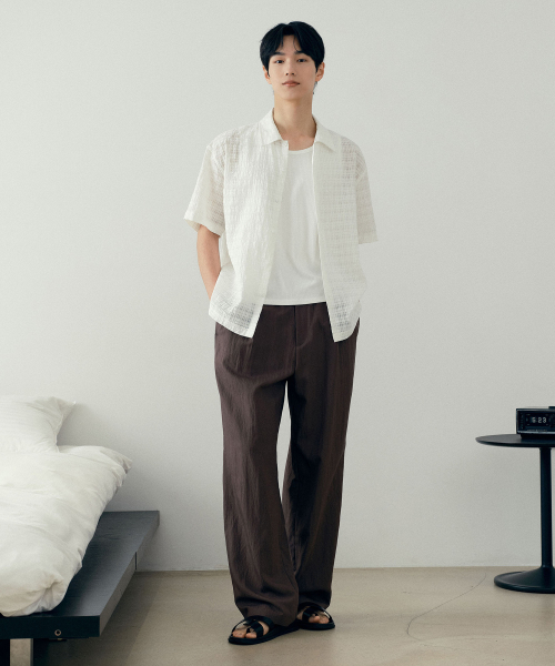 [COUTURE]Crochet oversized-fit short-sleeved shirt - 2color