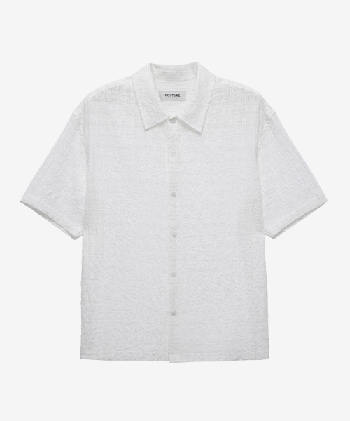 [COUTURE]Crochet oversized-fit short-sleeved shirt - 2color