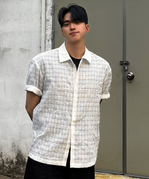 [COUTURE]Crochet oversized-fit short-sleeved shirt - 2color