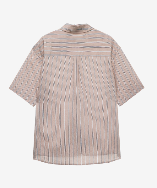 [COUTURE]striped over-fit short-sleeved shirt