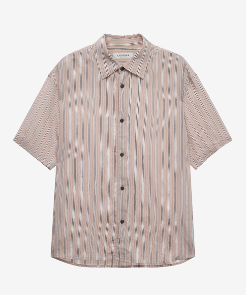 [COUTURE]striped over-fit short-sleeved shirt