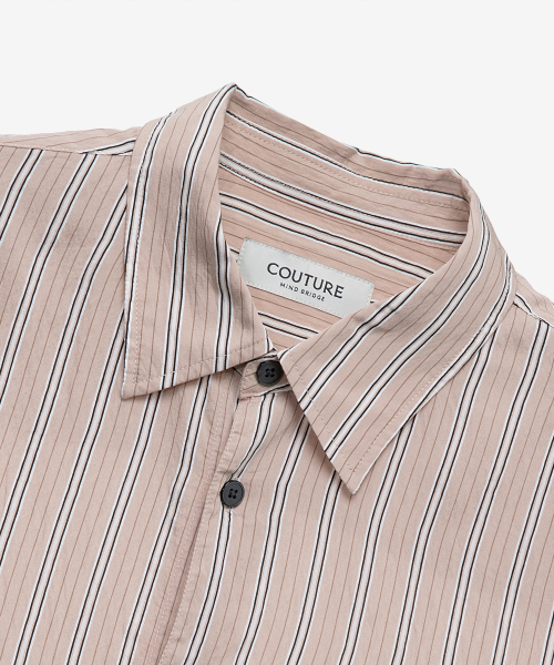 [COUTURE]striped over-fit short-sleeved shirt