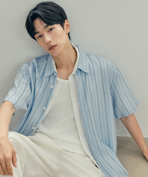 [COUTURE]RN Blended Stripe Oversized Fit Short Sleeve Shirt - 2 colors