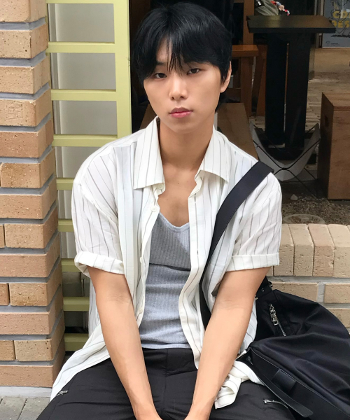 [COUTURE]RN Blended Stripe Oversized Fit Short Sleeve Shirt - 2 colors