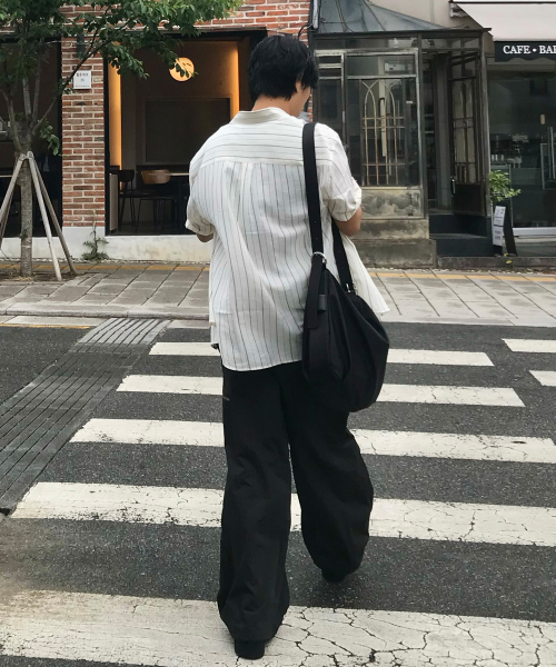 [COUTURE]RN Blended Stripe Oversized Fit Short Sleeve Shirt - 2 colors