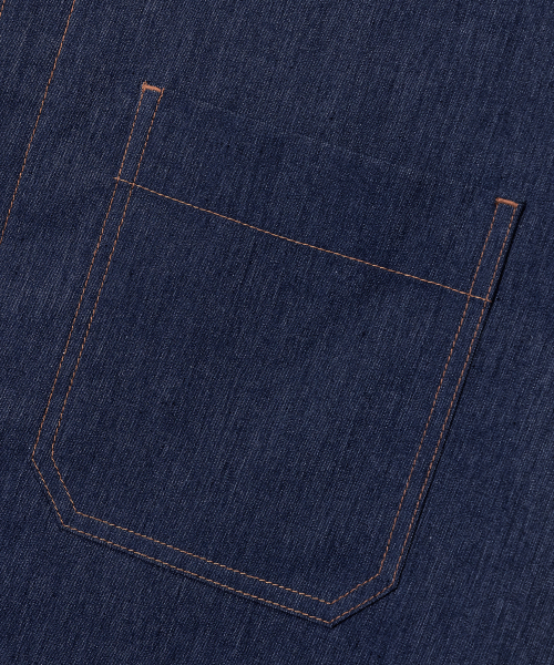 [COUTURE]linen blended denim like overfit short-sleeved shirt