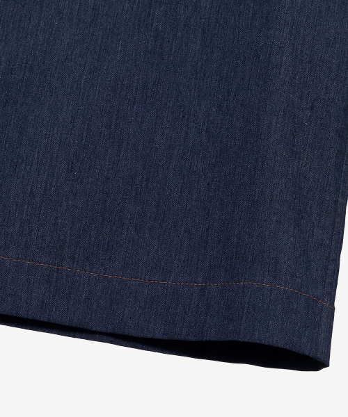 [COUTURE]linen blended denim like overfit short-sleeved shirt