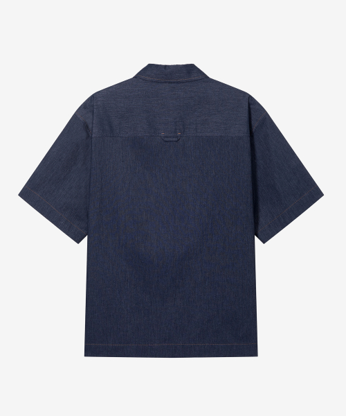 [SET][COUTURE]linen blended denim like overfit short-sleeved shirt set