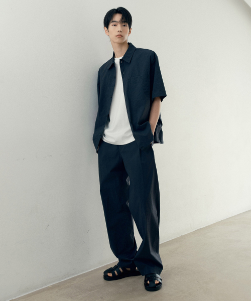 [COUTURE]Nylon Oversized Fit Pocket Short-Sleeved Shirt - 2color