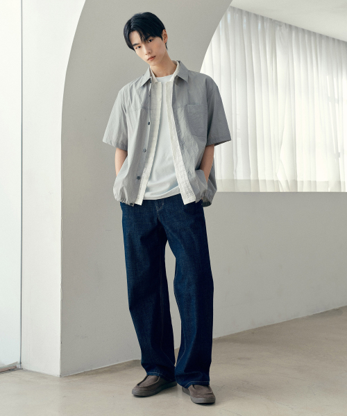 [COUTURE]Nylon Oversized Fit Pocket Short-Sleeved Shirt - 2color