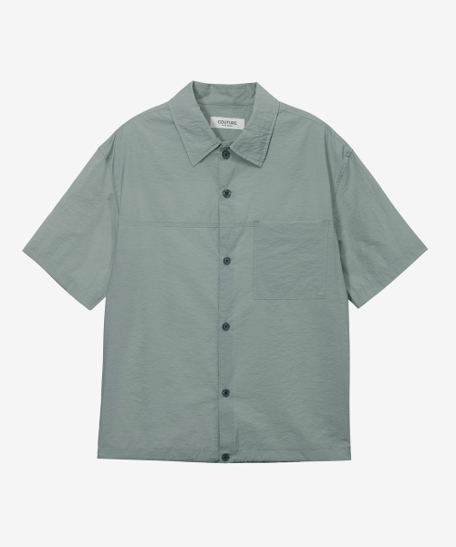 [COUTURE]Nylon Oversized Fit Pocket Short-Sleeved Shirt - 2color