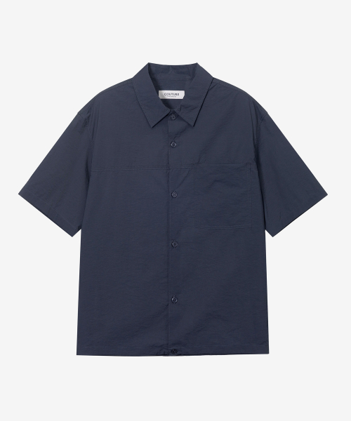 [COUTURE]Nylon Oversized Fit Pocket Short-Sleeved Shirt - 2color