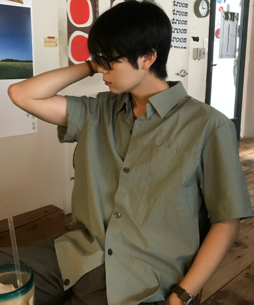 [COUTURE]Nylon Oversized Fit Pocket Short-Sleeved Shirt - 2color