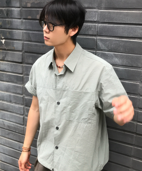 [COUTURE]Nylon Oversized Fit Pocket Short-Sleeved Shirt - 2color