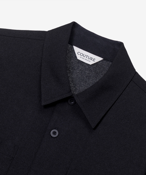 [COUTURE]Waffle tissue pocket semi-overfit short-sleeved shirt