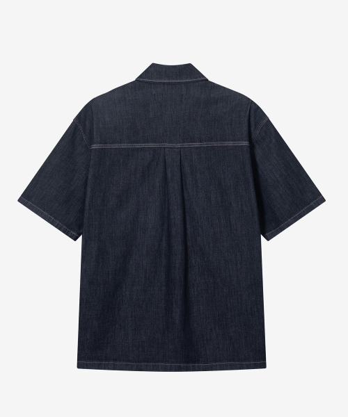 [COUTURE]7oz Nonfade Indigo Denim Oversized Fit Short-Sleeved Shirt