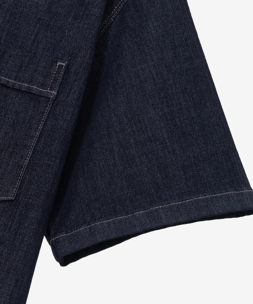 [COUTURE]7oz Nonfade Indigo Denim Oversized Fit Short-Sleeved Shirt