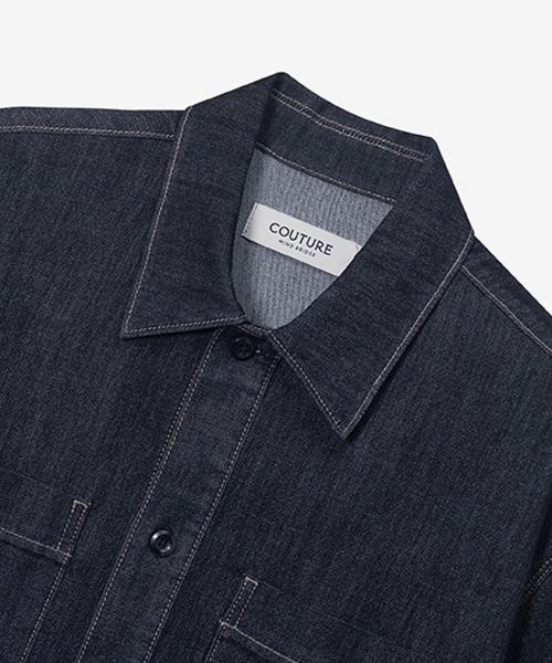 [COUTURE]7oz Nonfade Indigo Denim Oversized Fit Short-Sleeved Shirt