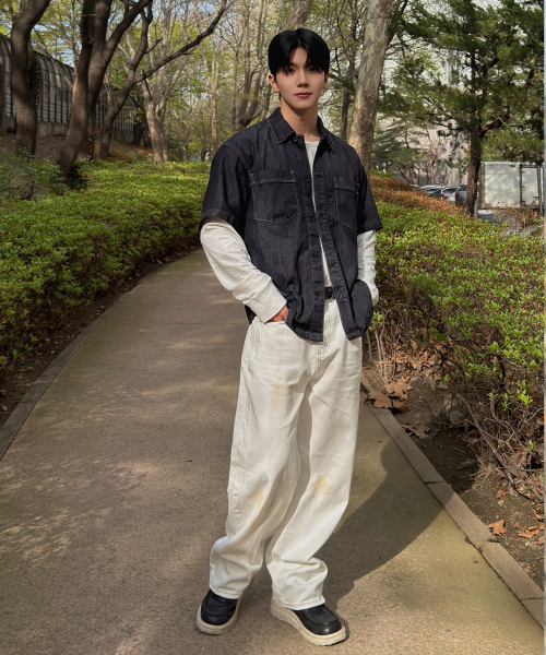 [COUTURE]7oz Nonfade Indigo Denim Oversized Fit Short-Sleeved Shirt