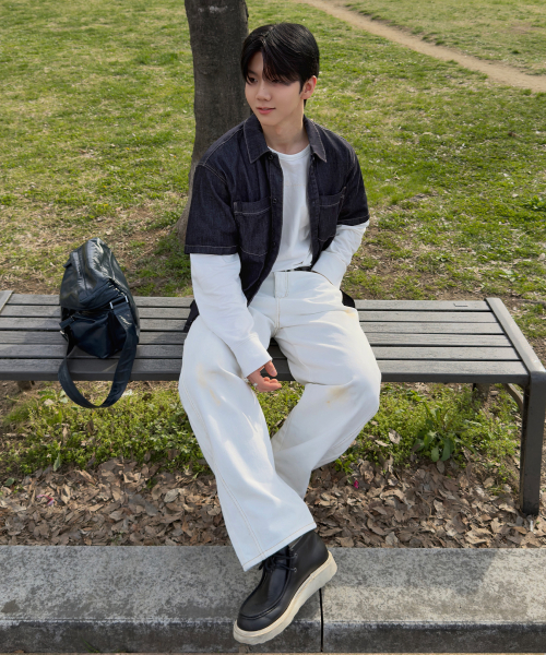 [COUTURE]7oz Nonfade Indigo Denim Oversized Fit Short-Sleeved Shirt
