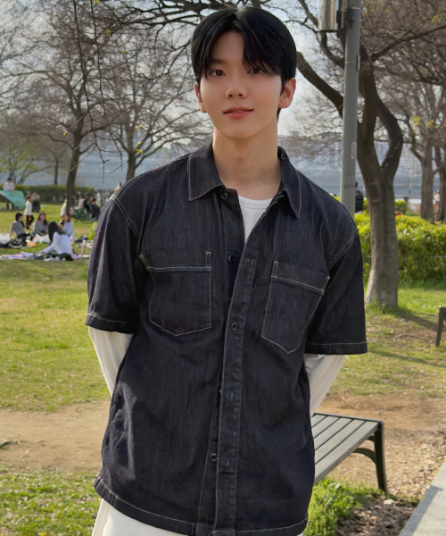 [SET][COUTURE]7oz Nonfaded Indigo Denim Oversized Fit Short-Sleeved Shirt Set-up