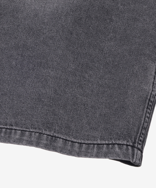 7ozVintage washing gray denim overfit short-sleeved shirt