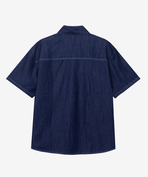 linen like denim overfit daily short-sleeved shirt - 3color