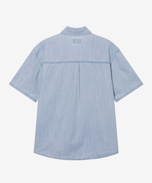 [2PACK]linen like denim overfit daily short-sleeved shirt - 3color
