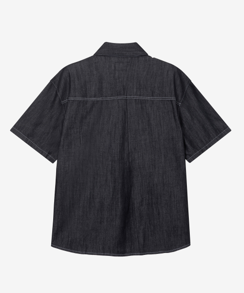 [2PACK]linen like denim overfit daily short-sleeved shirt - 3color