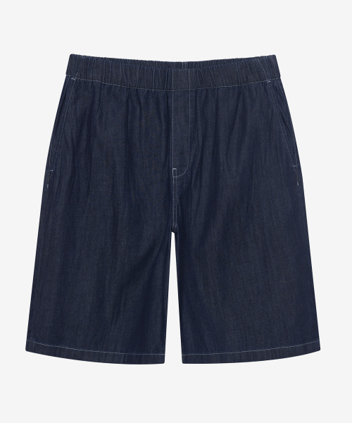 [SET]linen like denim shirt half pants setup - 3color