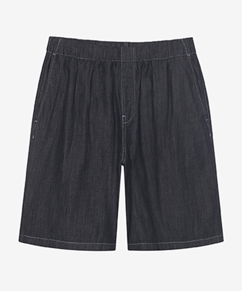 [SET]linen like denim shirt half pants setup - 3color