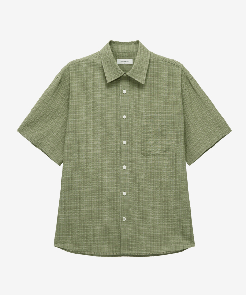 Dark Checkered Oversized Fit Short-Sleeved Shirt - 2color