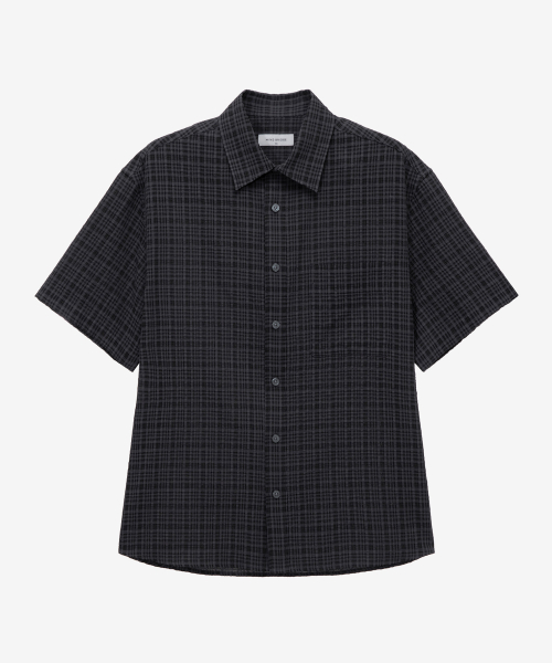 Dark Checkered Oversized Fit Short-Sleeved Shirt - 2color