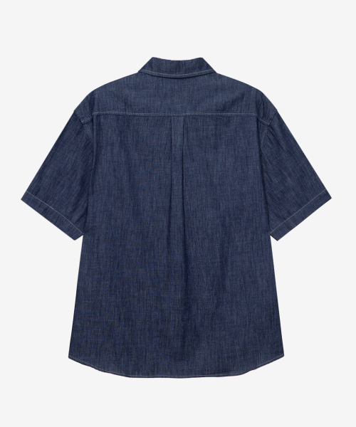[ON]Stitch denim overfit daily short-sleeved shirt - 2color