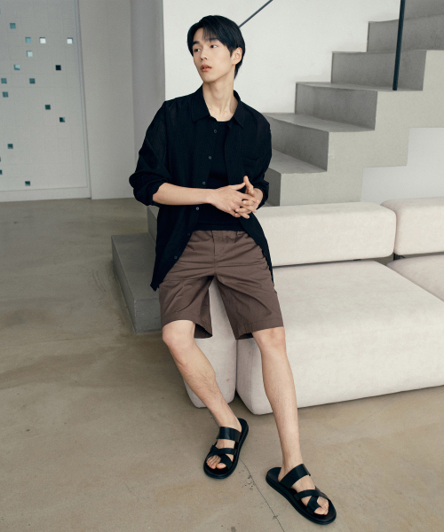 Loose fit Full banding chino half pants - 5color
