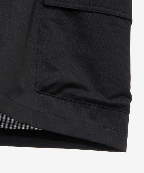 [Air Cool]Mesh Semi-Wide Cargo Full Banding Black Half Pants
