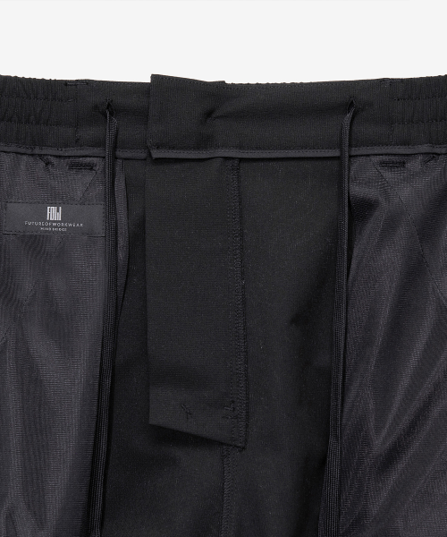 [Air Cool]Mesh Semi-Wide Cargo Full Banding Black Half Pants