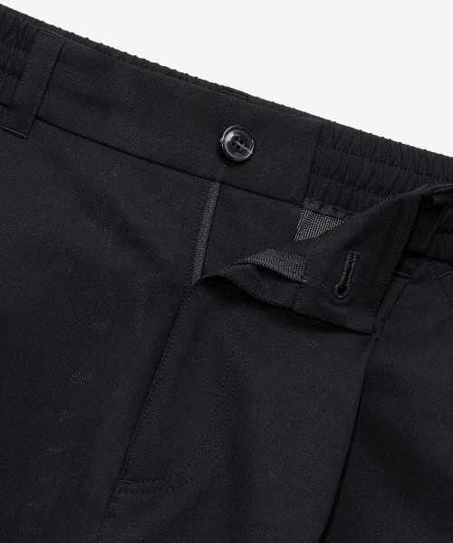 [Air Cool]Mesh Semi-Wide Cargo Full Banding Black Half Pants