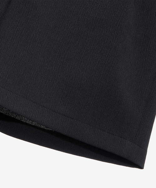 Relax Fit Crinkle Pull Banding Black Half Pants