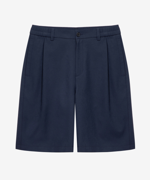 Relax fit One-tuck full banding half pants - 2color