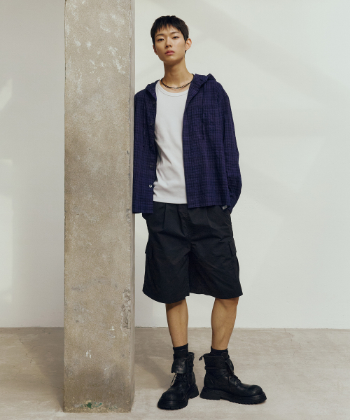 wide one chin cargo half pants - 2color