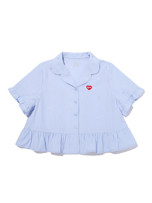 KIRSH MELLOW RUFFLE-POINT SHORT SLEEVE PAJAMA(SKY)