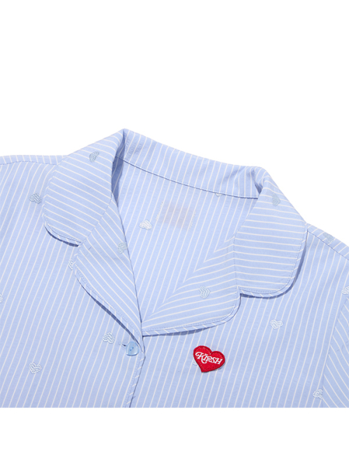 KIRSH MELLOW RUFFLE-POINT SHORT SLEEVE PAJAMA(SKY)