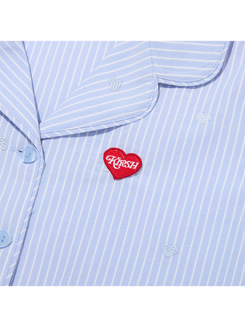 KIRSH MELLOW RUFFLE-POINT SHORT SLEEVE PAJAMA(SKY)