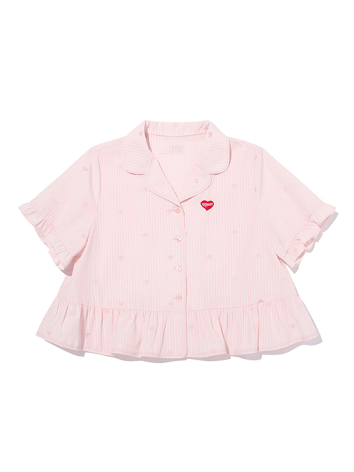KIRSH MELLOW RUFFLE-POINT SHORT SLEEVE PAJAMA(LIGHT PINK)